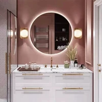wall mounted round mirror bathroom customized smart led makeup mirror touch defogging espejo pared mirror with light eb5jz