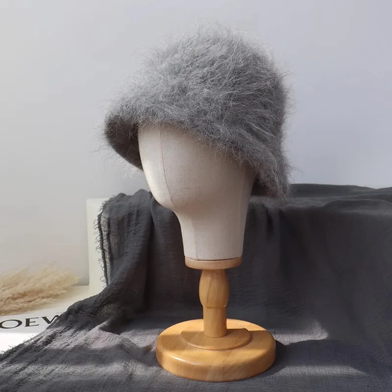 Новая женская зимняя панама из волос альпаки пушистая однотонная универсальная