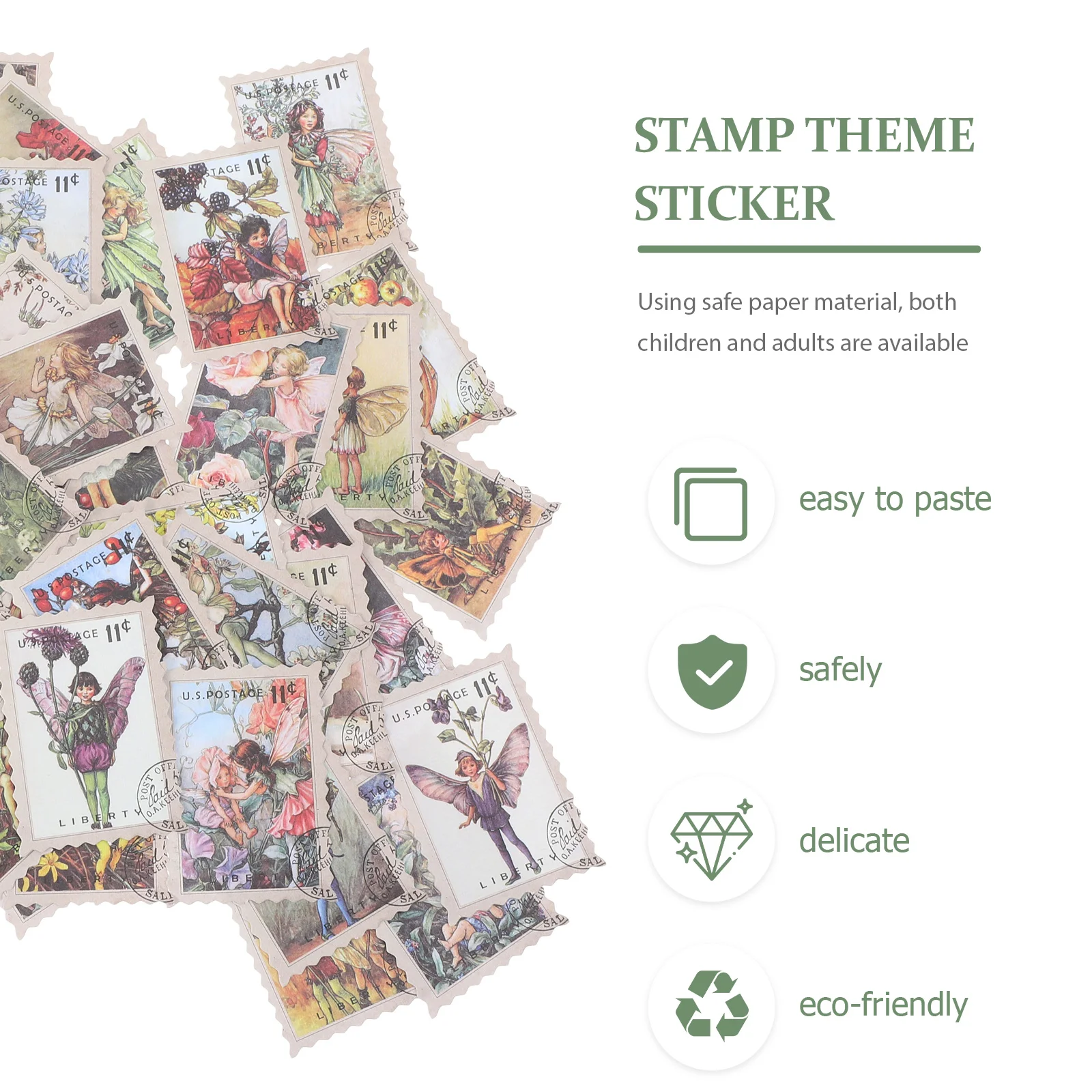 

200 Sheets Stamp Stickers Journaling Supplies Writable Retro Stickers Gift