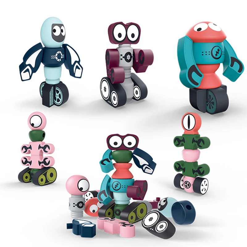 

Magnetic Cute Robot Building Blocks City Friends Space Exploration Planet Robots Bricks Educational Toys For Children Gifts