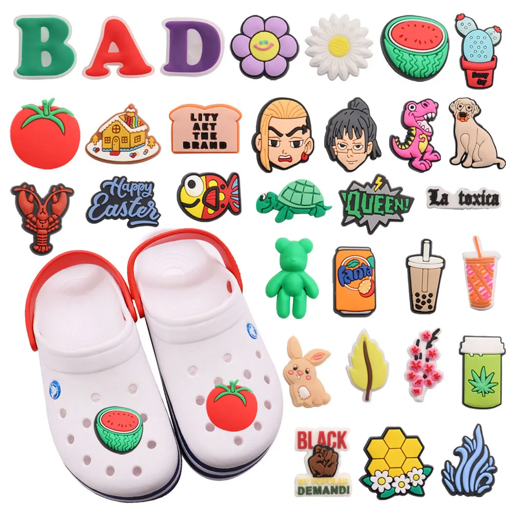 

Смешанные 50 шт. пряжки из ПВХ Croc Jibz, цветок, динозавр, собака, питьевая черепаха, рыба, медведь, лист, кролик, Лобстер, помидоры, сандалии, украшение обуви