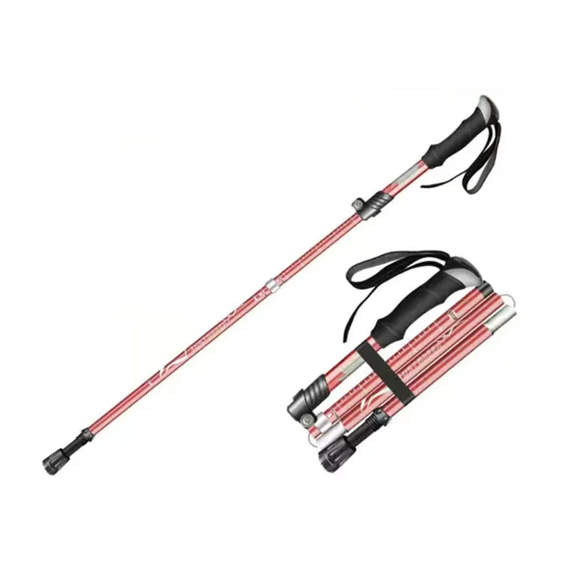 

Outdoor Folding Old Man Trekking Pole Camping Portable Hiking Straight Handle Trekking Pole Walking Rock Climbing Travel Nonslip