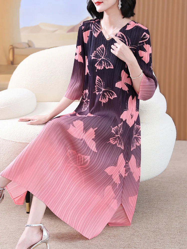 

Женское плиссированное платье большого размера, лето-осень 2023