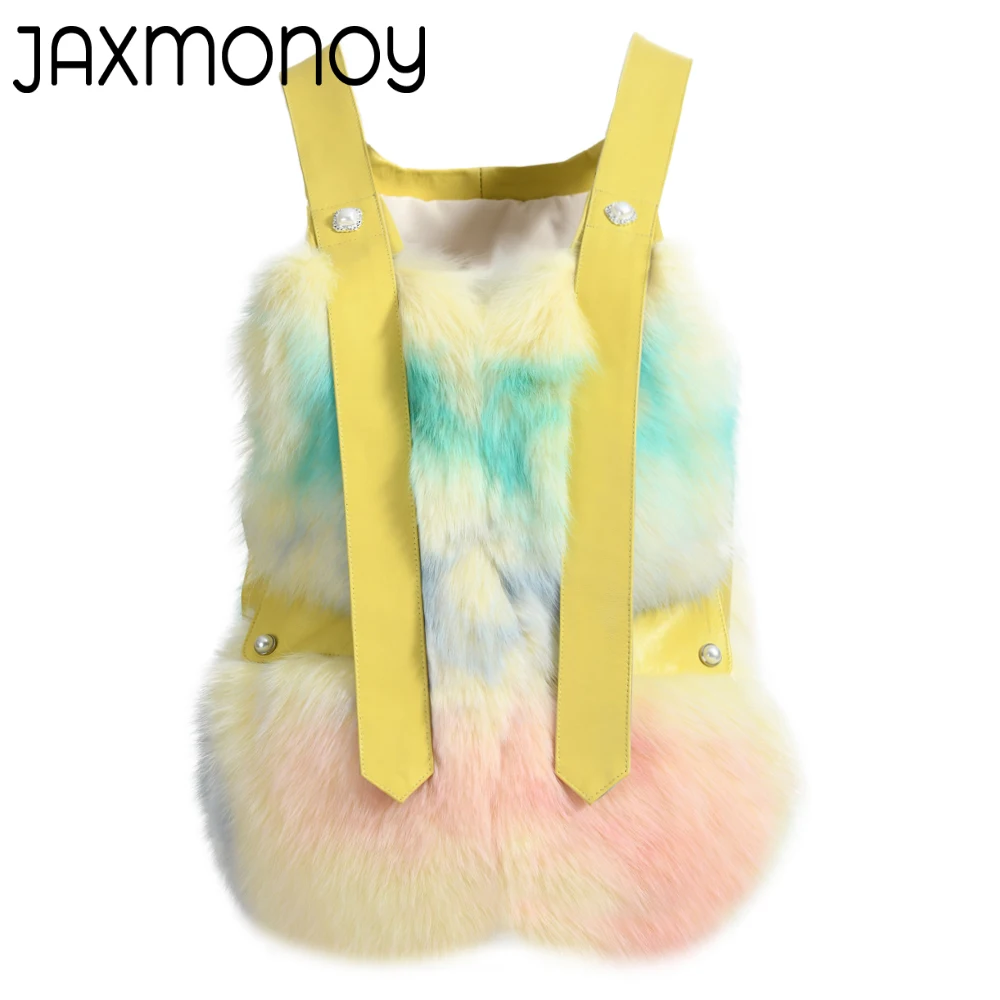 Jaxmonoy Women's Real Fox Fur Vest Autumn Winter Fashion Female Natural Fur Sleeveless Coat 2022 New Arrial Ladies Luxury Gilet