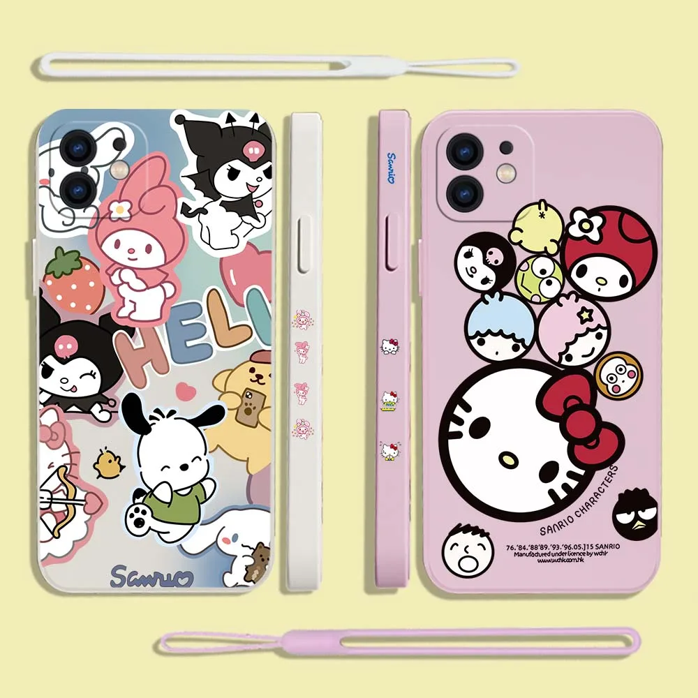 

Sanrios Hello kittys Phone Case For Xiaomi Redmi Note 12 11 11T 10 10S 9 Pro Plus 10C 9A 9C 9T K40 K50 K60 4G 5G With Hand Strap