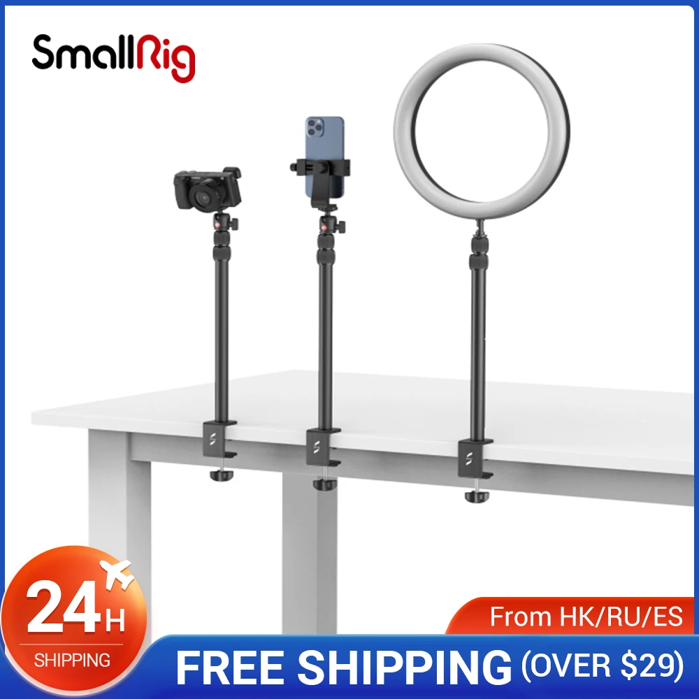 

SmallRig Camera Desk Mount Table Stand Adjustable Light Stand Tabletop C Clamp for DSLR Camera Ring Light Live Streaming 3488