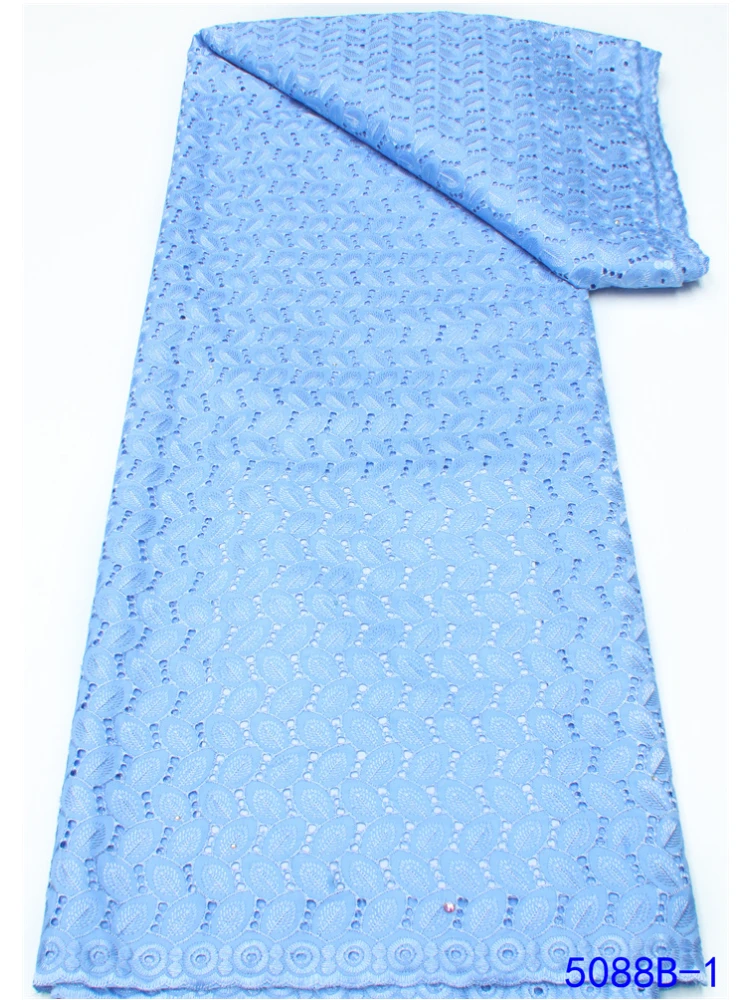 XIYA  African Cotton Lace Embroidery Fabric Fashion New Swiss Voile Lace Fabrics High Quality White Fabric 5 Yards 5088B