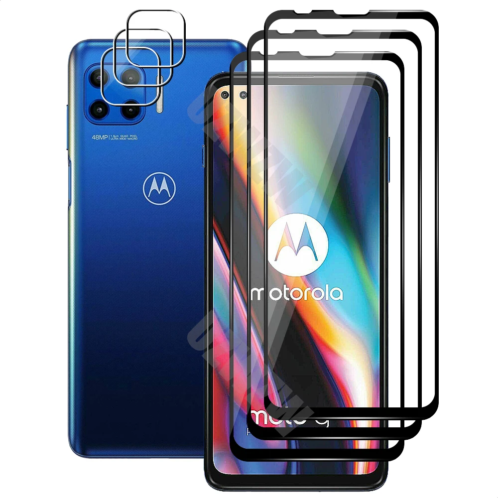 

(3+3) For Motorola Moto G 5G Plus (3pcs) Full Coverage Tempered Glass Screen Protector & (3pcs) Camera Lens Protective Film
