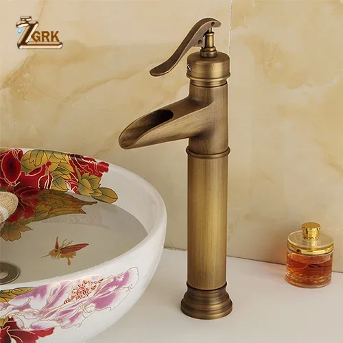 Смеситель для раковины ZGRK, смеситель для раковины из античной латуни с одной ручкой