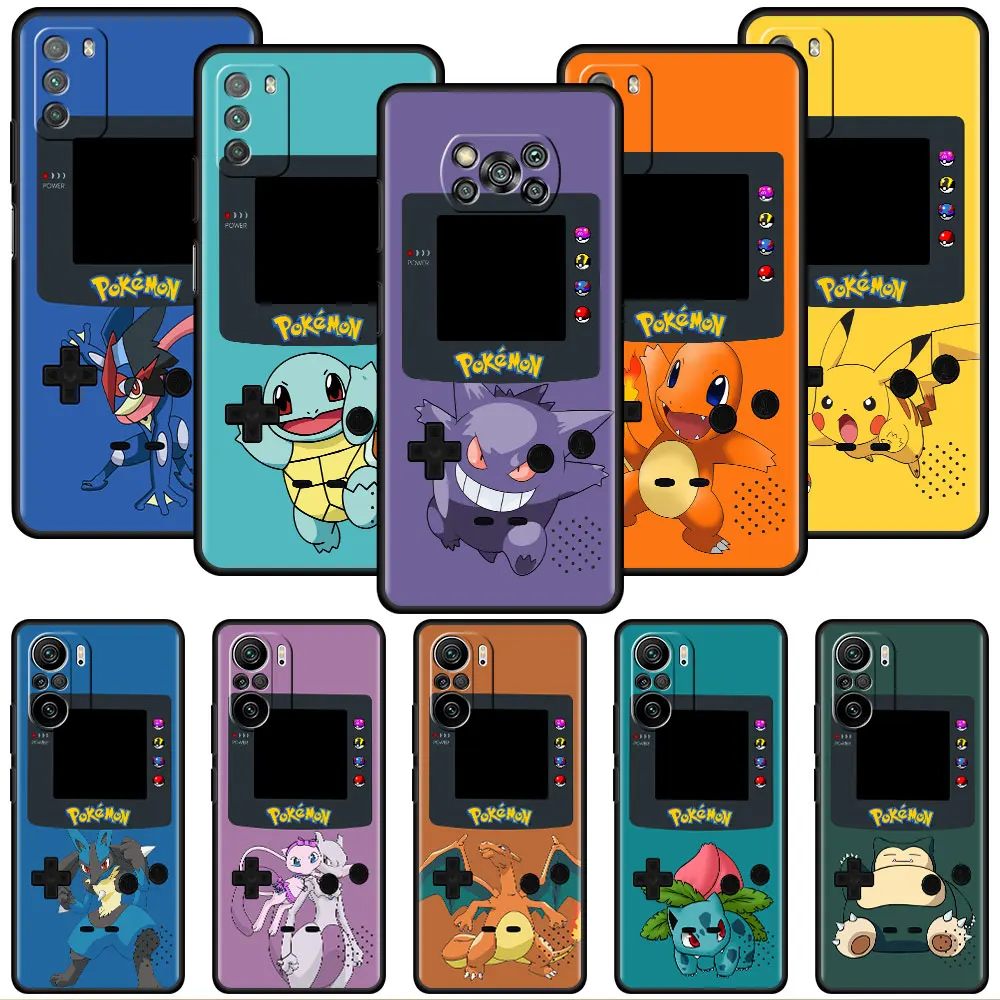 

Phone Case for Xiaomi Redmi Note 11 12 10 9S 9 8 Pro 7 8T K40 9C 9A 9 8 10C 10 Black Soft Funda Cover Pokemon Gengar Pikachu