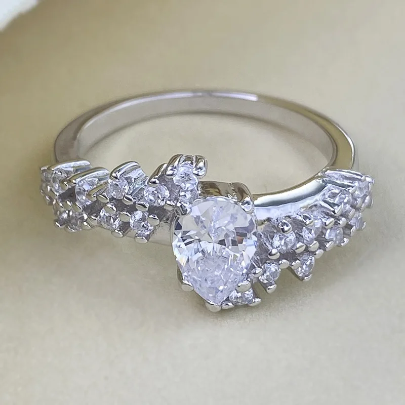 Кольцо Из Стерлингового Серебра 925 Пробы Для Женщин С Цирконом В Форме Капли Воды