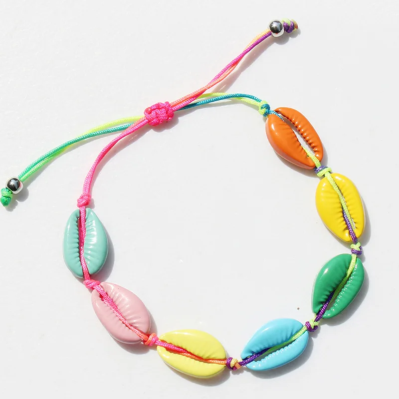 

Summer Vacation Ocean Colorful Alloy Beach Shell Bracelet for Women Bohemian Handwoven Handicrafted Accessories