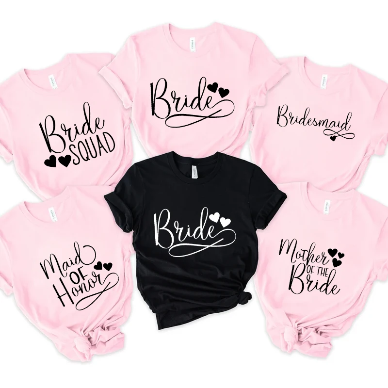 

Team Bride Bridesmaid T-shirt Bridal Wedding Tops Women Single Farewell Bachelorette Party Tees Shirt Future Bride Squad Tshirt
