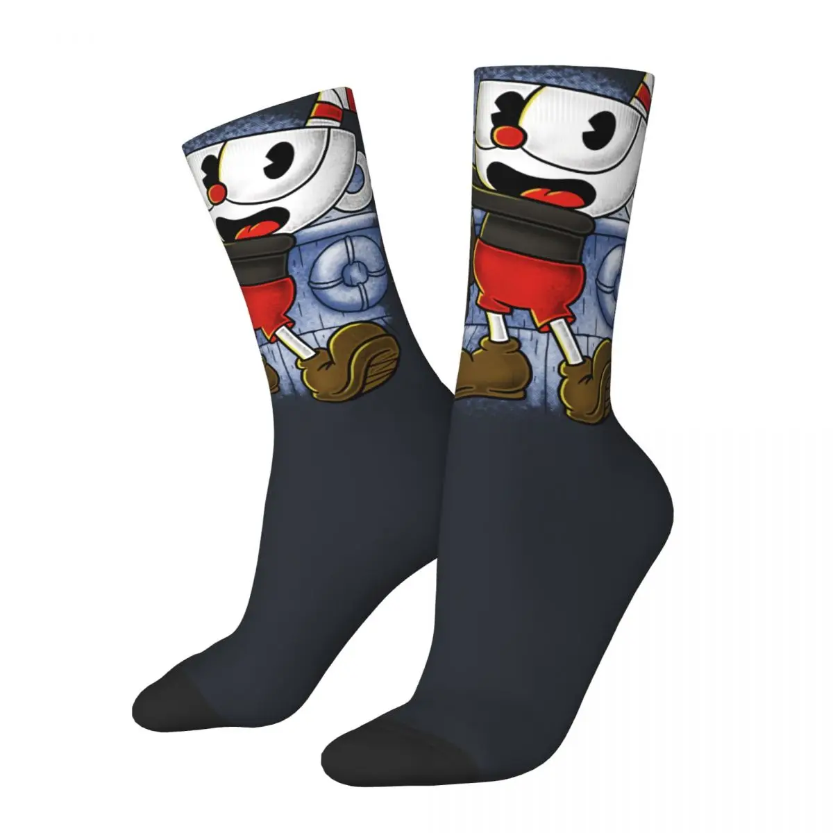 

Hip Hop Vintage Steamboat Crazy Men's Socks Unisex Cuphead Mugman Game Street Style Seamless Printed Funny Crew Sock Boys Gift