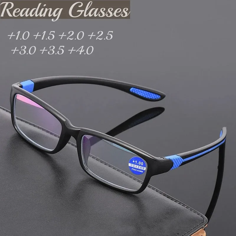 

Reading Glasses Men Women Fashion Sports Anti-blue Light Eyewear Black Red TR90 Frame Presbyopia Eyeglasses +1.0 to+4.0