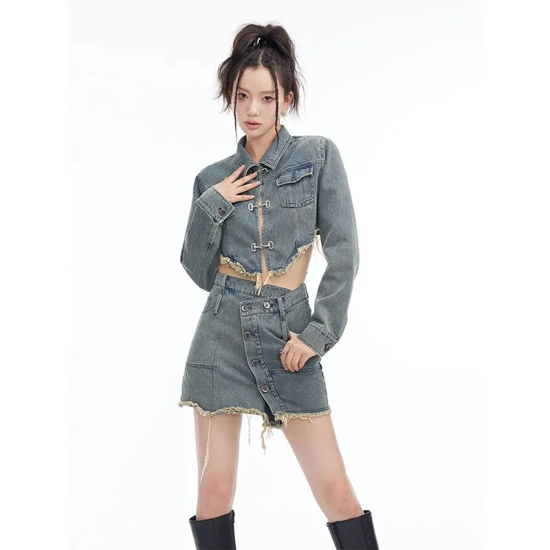 

Coat Women'S Jeans 2 Piece Sets Womens Outfits Skirts Sets StreeT Jacket Sets Woman Outfit