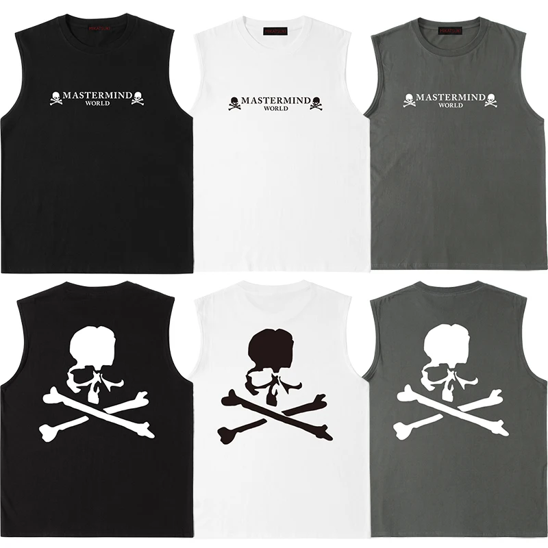 

Mastermind World Vest Tee Men Women Oversize Skulls Print Sleeveless Tops