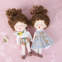 2pclot mini bjd doll 12cm ob11 pocket doll 23 movable joint toy fullset mini girl close eyes bjd dolls best gift for birthday