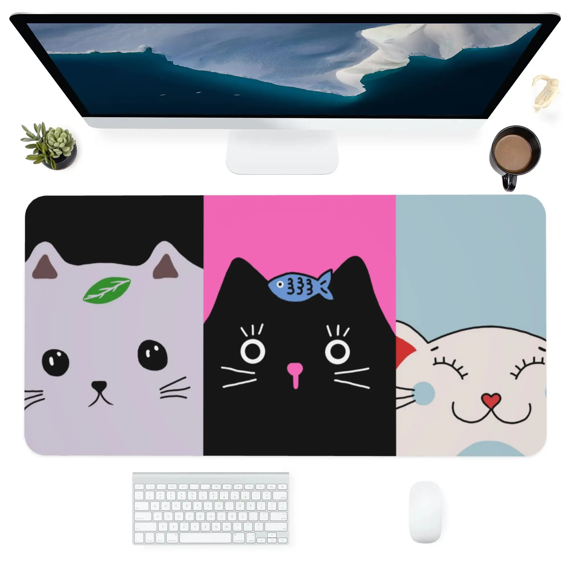 

Mouse Pad Computer Office Supplies Accessorie Dustproof Customized Mats Desk Pads Personalized Cute Kawaii Cartoon Animals Cat
