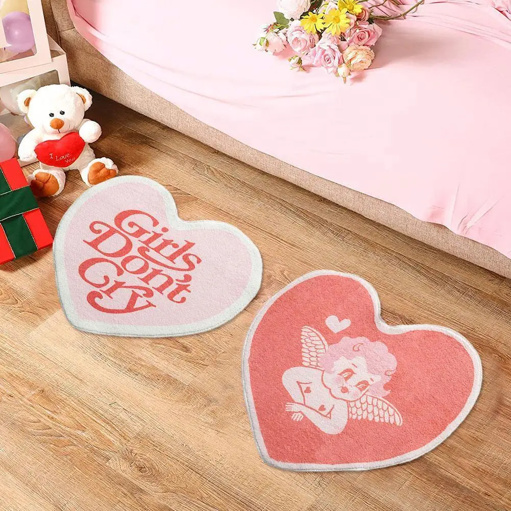 

Pink Love Cute Girl Room Carpet Heart-shaped Pink Faux Props Bedroom Mat Photo Carpet Bedroom Carpets Decorative Unique Cas Y9H1