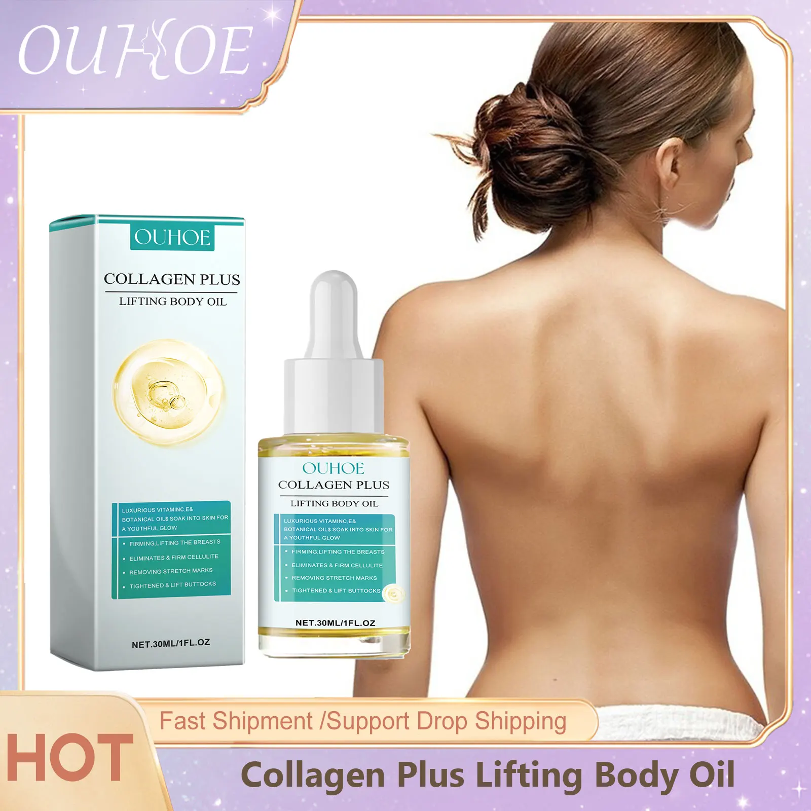 Collagen Body Oil Lifting Firming Arms Belly Fat Buttocks Sculpting Moisturizing Reduce Fine Lines Wrinkles Skin Tightening