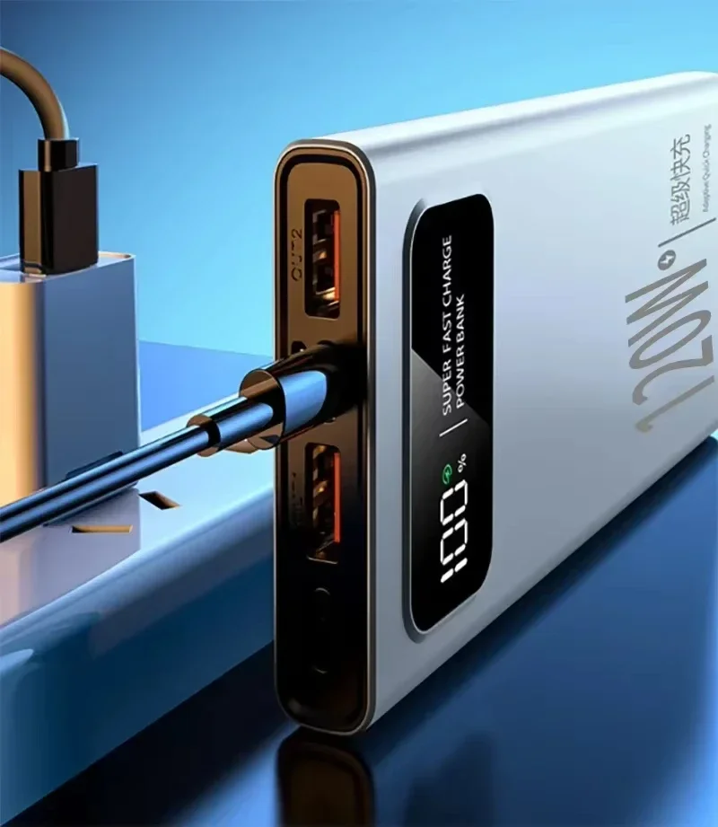 Пауэрбанк Lenovo CCC 500000 мАч для Xiaomi, 120 Вт, сверхбыстрая зарядка, большая емкость, цифровой дисплей, пауэрбанк для iPhone. (art.: 3920dcf62d667) - 3920dcf62d667