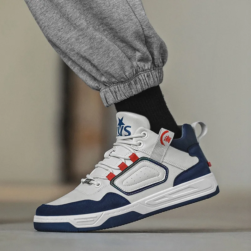 

Men's Shoes 2022 Autumn and Winter New Men's High-top Sneakers Fashion Casual High-top Shoes Breathable Leather Panel Shoes