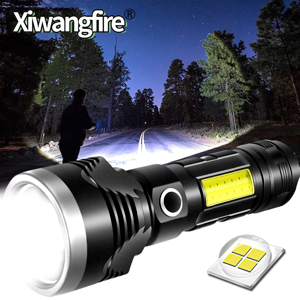 

New LED Super Bright Multifunction Flashlight USB Rechargeable Built-in Battery Super Durable XHP50 Torch Lantern Camping Light
