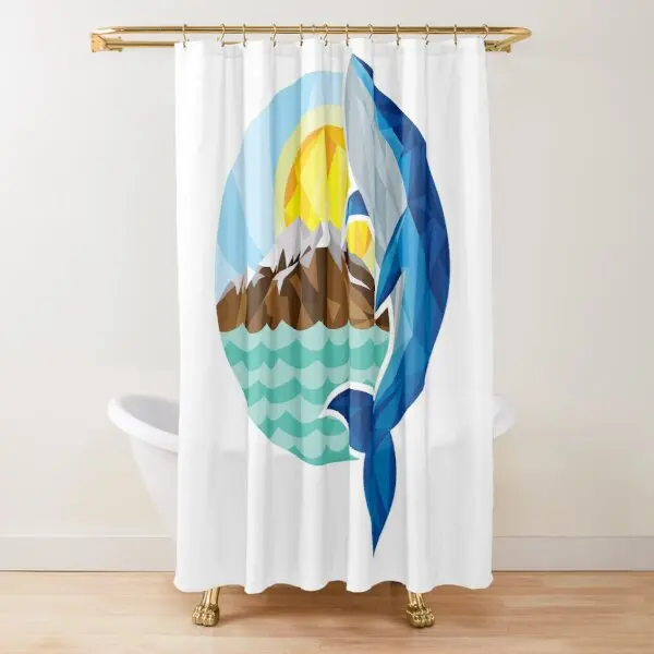 

Ocean Meets Sky Themed Shower Curtain,Funny Whale Sea Waves Blue Sky Shower Curtains for Bathroom Decor Set ,Hooks Ocean Animal