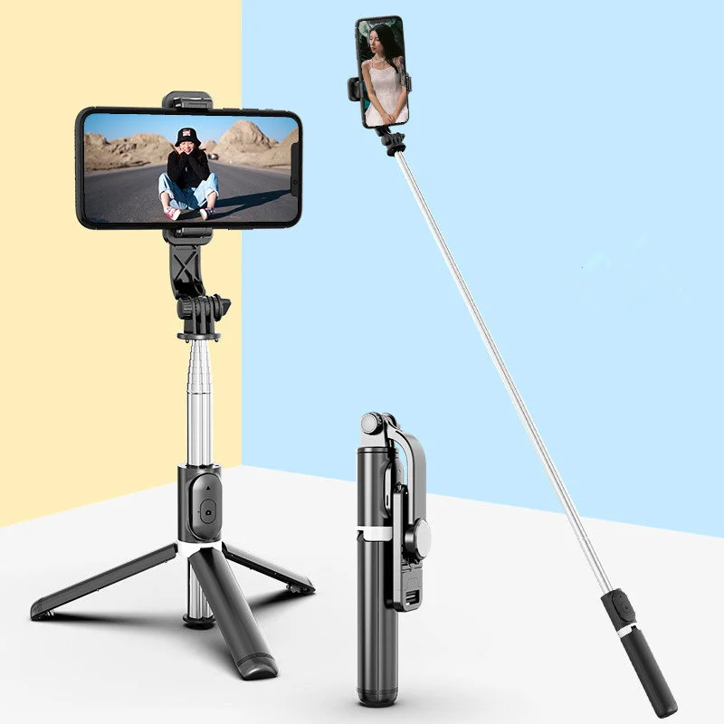 

3-в-1 алюминиевый штатив для селфи с дистанционным управлением по Bluetooth и штативом с поворотом на 360 градусов для телефонов iPhone 14 13 12 Samsung