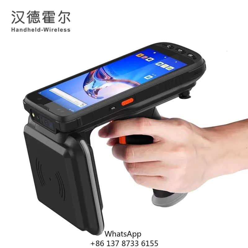 Фото RFID-сканер для склада, портативный считыватель-записыватель RFID на Android, 4G+64GB, восьмиядерный процессор, 9000 мАч, 860-960 МГц, UHF RFID, интегрированный считыватель №1