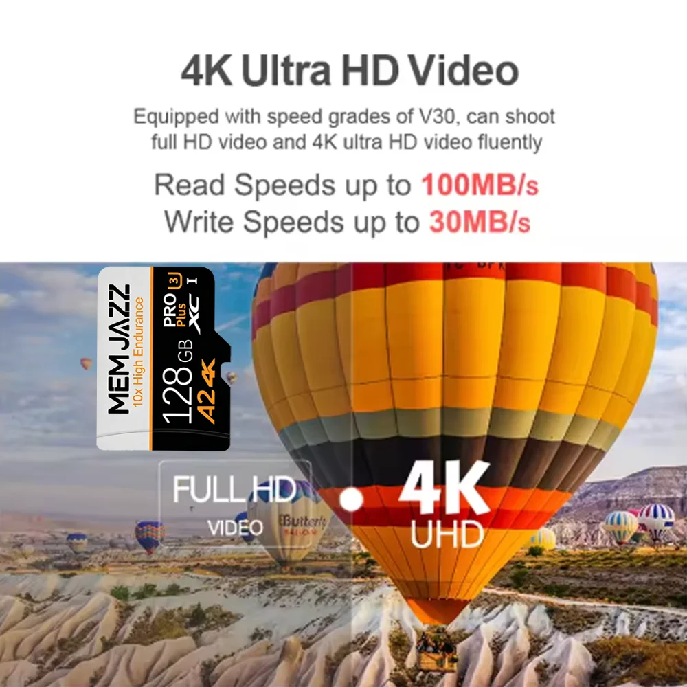 Фото Карта памяти Micro TF SD 32GB 64GB 128GB 256GB 512GB U3 V30 высокой скорости для видеорегистратора №2