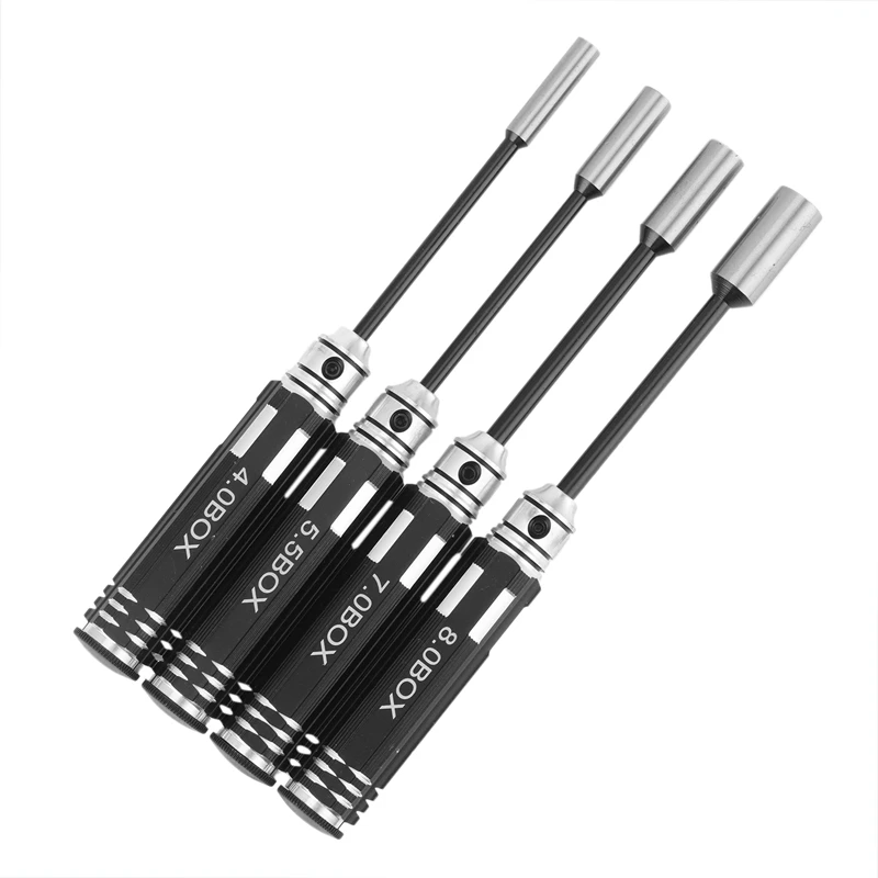 4PCS Hex Driver Flat Head Screw Nut Wrench Repair Tool Kit Socket 4.0 5.5 7.0 8.0 Mm For RC Car Helicopter Tools