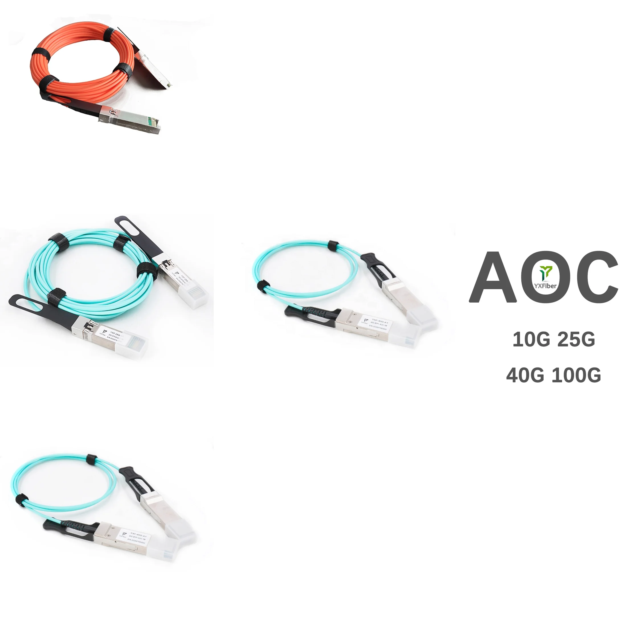 

Shenzhen Factory Direct Sale 10G 25G 40G 100G SFP+ SFP28 QSFP+ QSFP28 1m 2m 3m 5m 10m 15m 20m 30m AOC Active Optical Cable