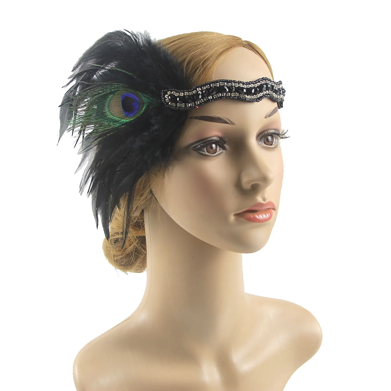 

Women Stage Performance Headdress Hair Feather Band Hair Headband Large