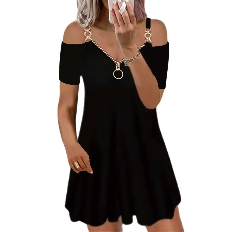 

Женское летнее платье свободного покроя с V-образным вырезом