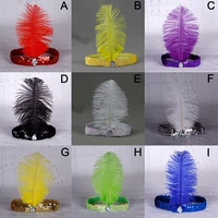 2pcs accessory diamond feather headband european and american indian feather headband in multiple colors for prom dress suits