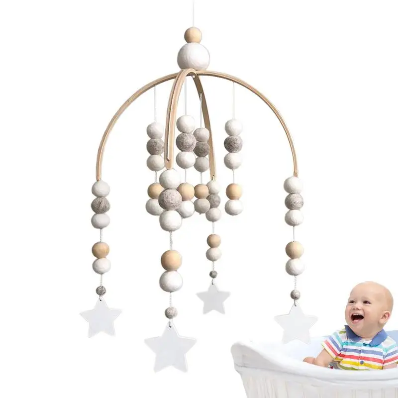 

Wood Bead Wind Chime Children's Room Wooden Beads Felt Wind Chimes Outdoors Wind Chimes Bed Bell With Stars Garden Weather Vane