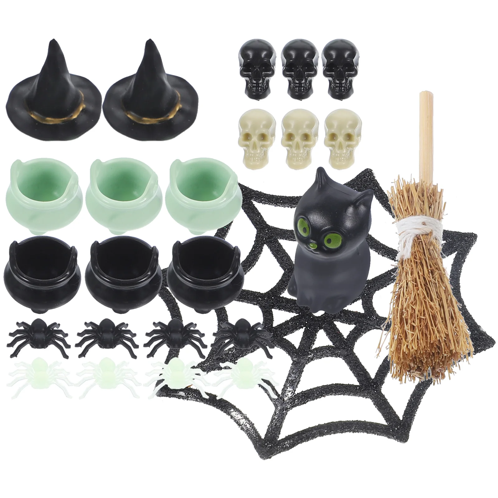 

Halloween Home Decor Miniature Witch Hats Skulls Tiny Toys Miniatures Village Plastic House Accessories Figurines Car
