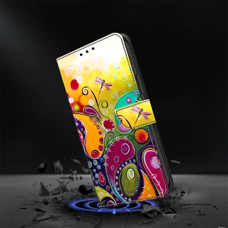 A15 SM-A155F Чехол-кошелек с росписью для Samsung Galaxy Кожаный чехол телефона A 15 5G