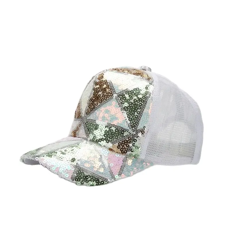 Кепка-бейсболка женская сетчатая модная повседневная бейсболка с блестками