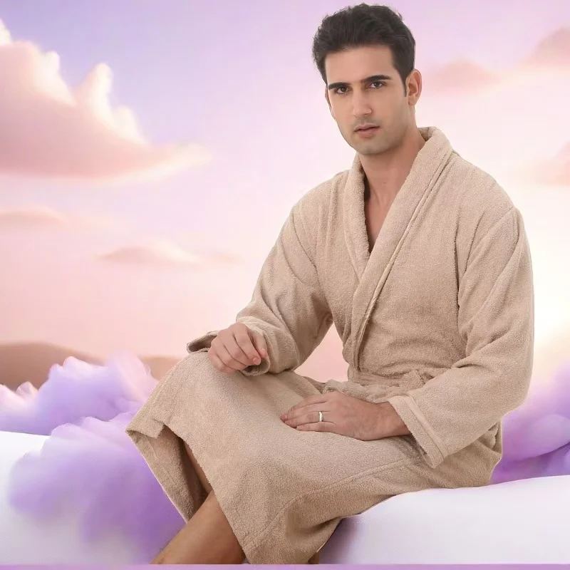 Мужской и Женский махровый халат 100% хлопок длинный банный кимоно одежда для сна