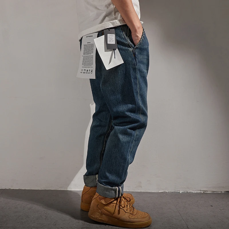 American heavy retro jeans men's straight cone 2022 autumn and winter new Amikaji old pants