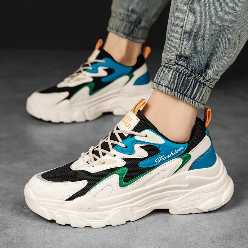 

New Chunky Sneakers for Men 2023 Summer New Breathable Paltform Men's Running Shoes Fashion Outdoor Durable Female Tennis Shoes