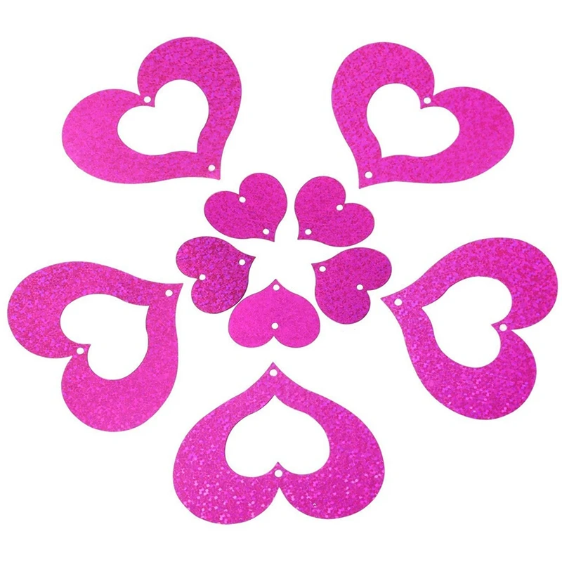 

100 Pack Rose Red Glitter Heart Pendant Bow Decorations Wedding Supplies Decoration Props Birthday Party Decoration