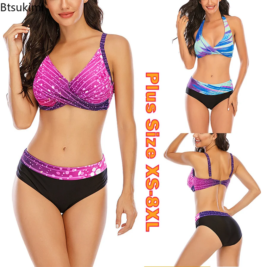 

Женский купальник-бикини в стиле ретро, размеры до 5XL