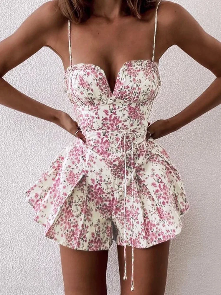 

YLJHQX 2022 New Women Pink Printed Sling Dress Elegant Ladies Sexy Backless Sleeveless Tube Dress
