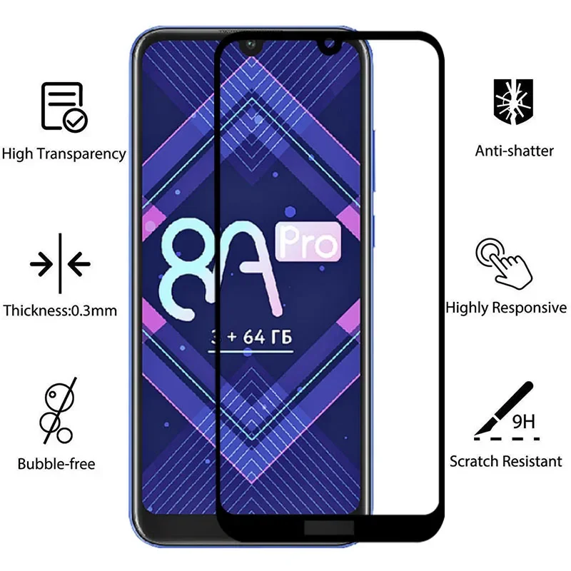 Защитное закаленное стекло 9d для huawei Honor 9a 8a prime 2020 pro защитная пленка экрана 8 9 a a8 a9