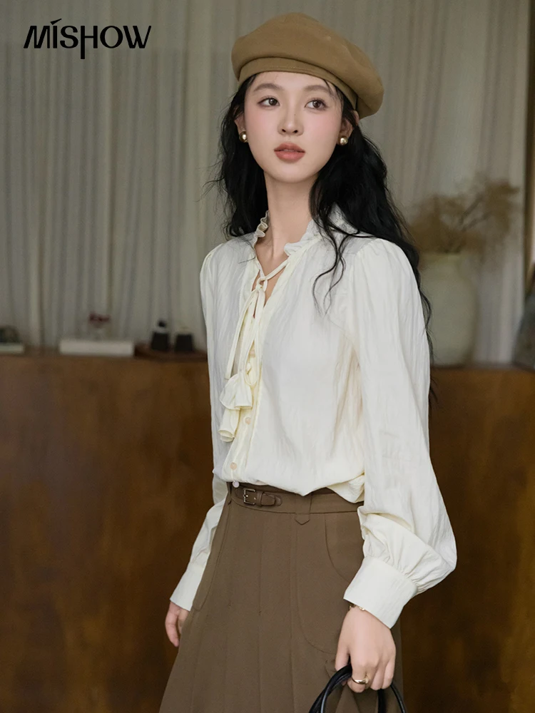 Женская рубашка с длинным рукавом и галстуком-бабочкой MXD42X1640