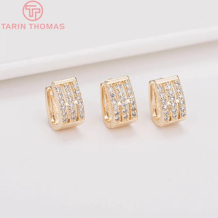 

Круглые серьги-кольца из латуни и циркония, 4 шт., 24 к, золотистого цвета, фурнитура для изготовления ювелирных изделий своими руками